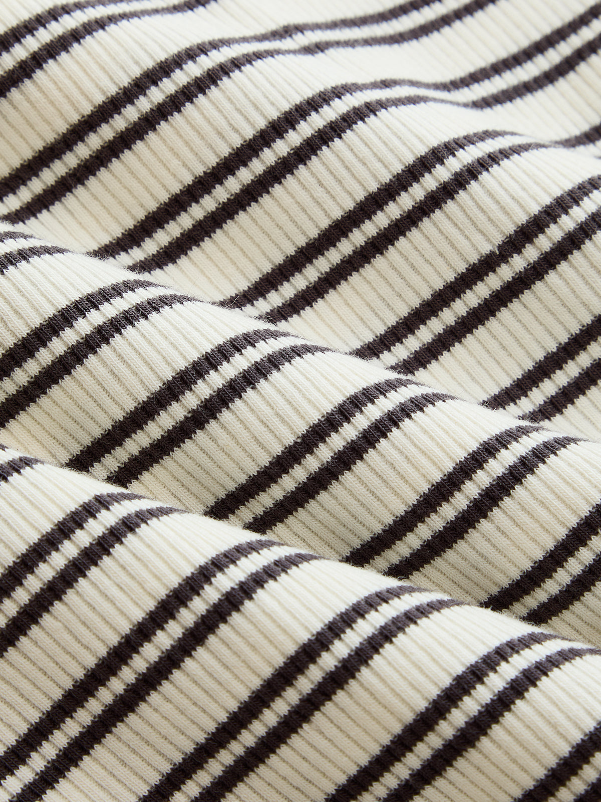 Striped Polo Ribbed Long Sleeve Top