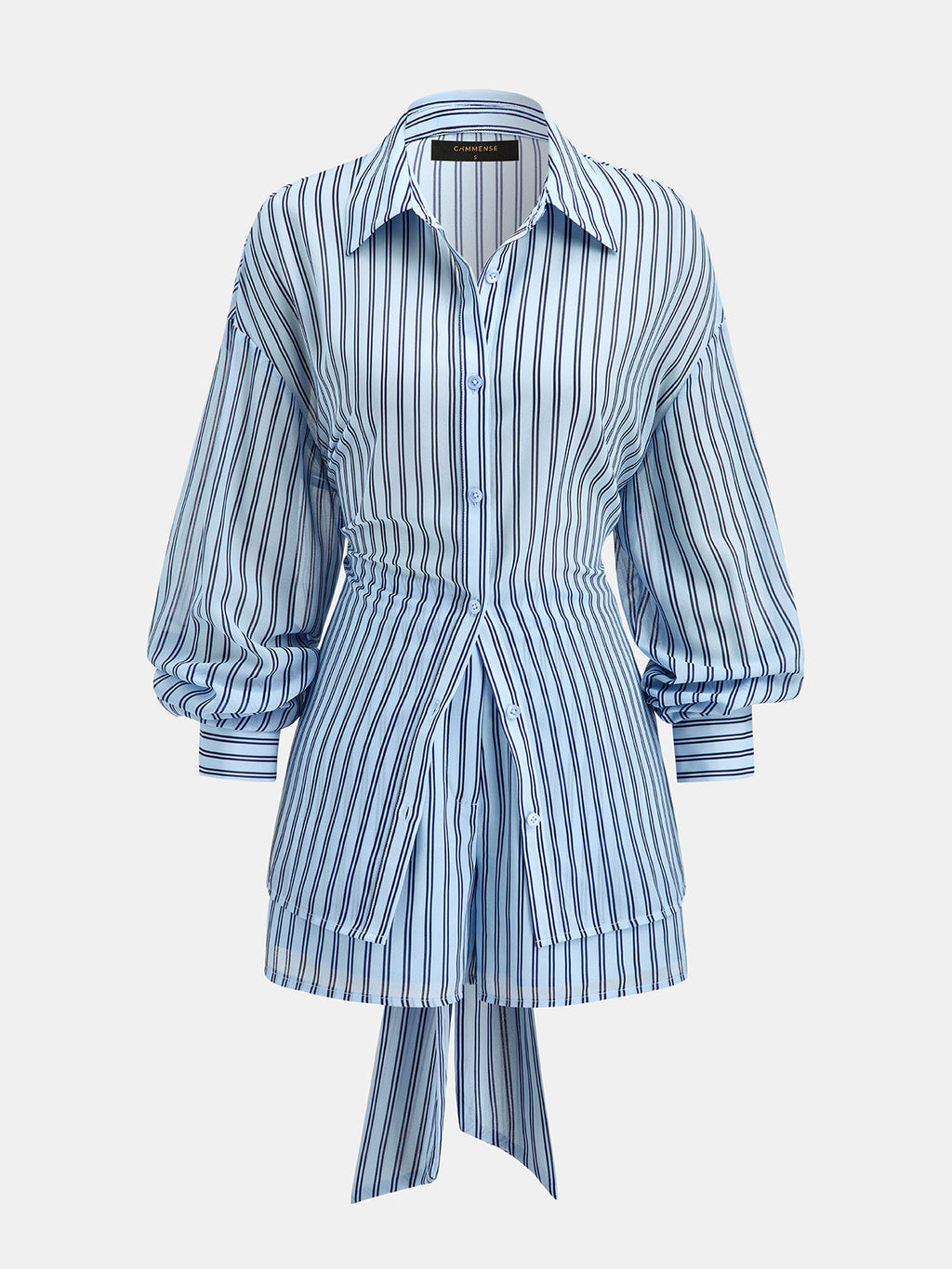 Striped Tie Waist Shirt & Shorts Set