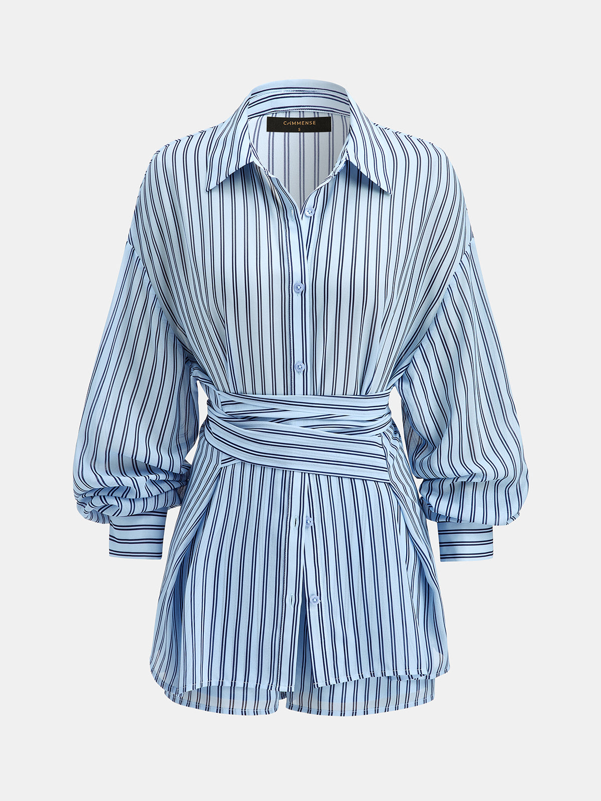 Striped Tie Waist Shirt & Shorts Set