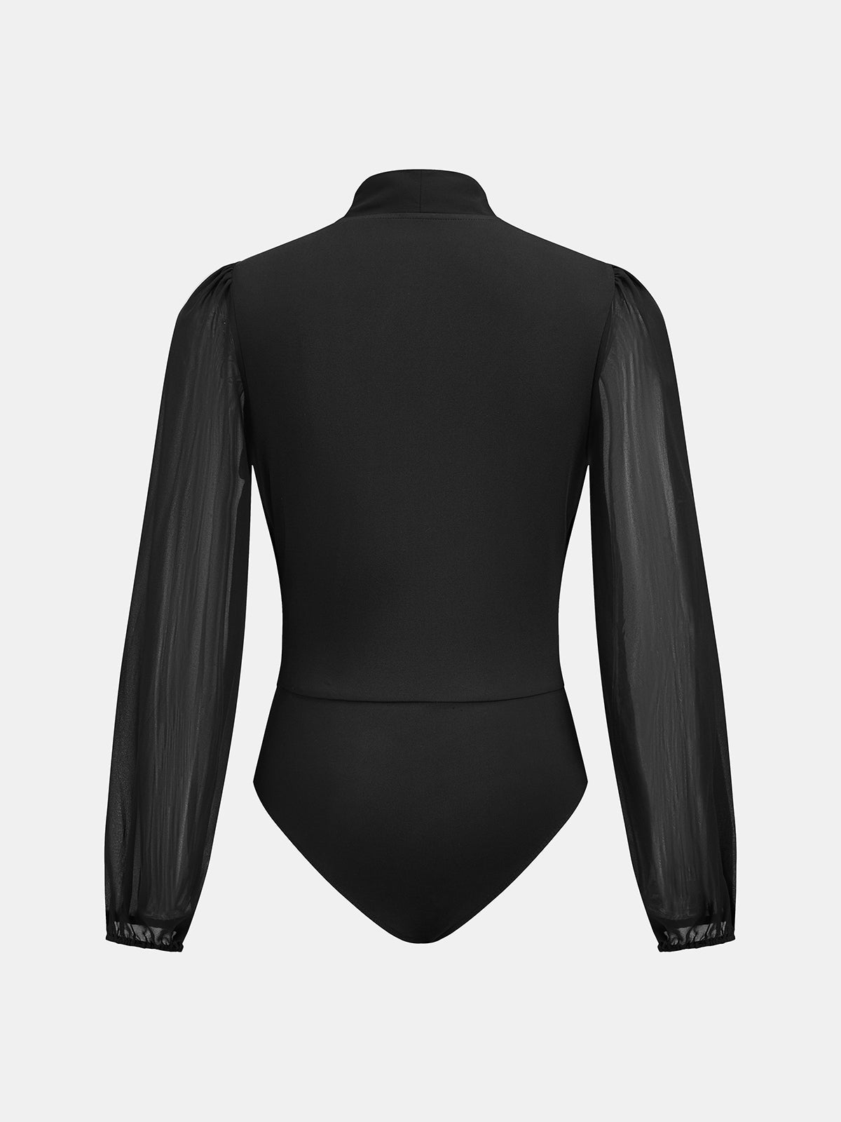 Wrap V‑Neck Sheer Sleeve Bodysuit