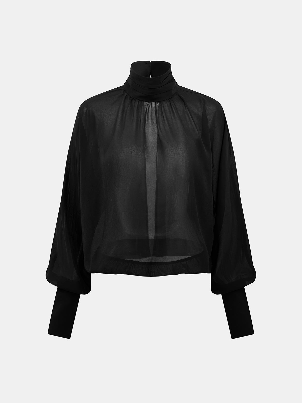 Sheer High Neck Mesh Top