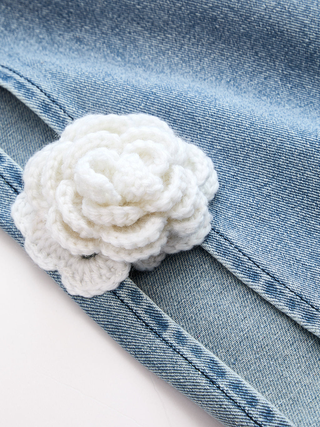 Floral Applique Side Slit Wide Leg Jeans