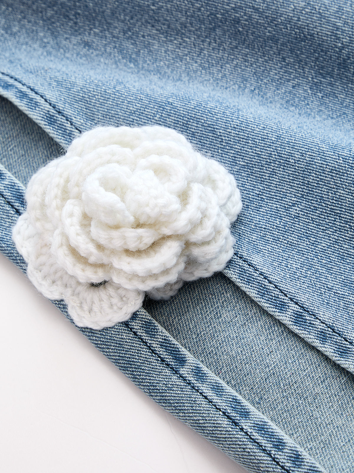 Floral Applique Side Slit Wide Leg Jeans