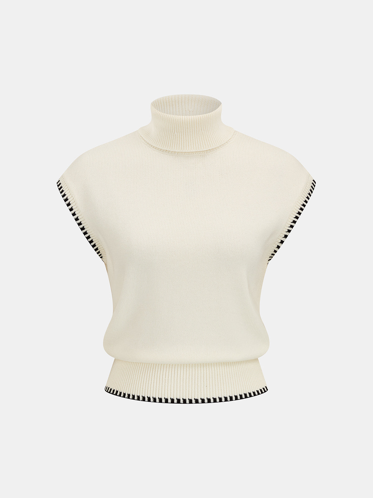 Contrast Trim Turtleneck Knit Top & Skirt Set