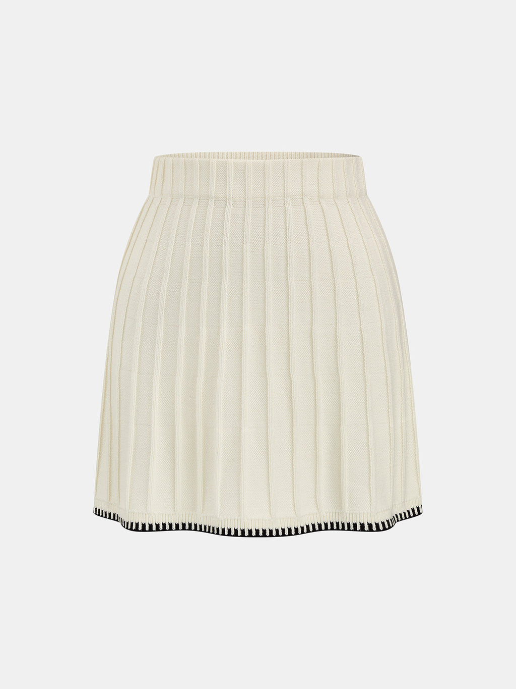 Contrast Trim Turtleneck Knit Top & Skirt Set