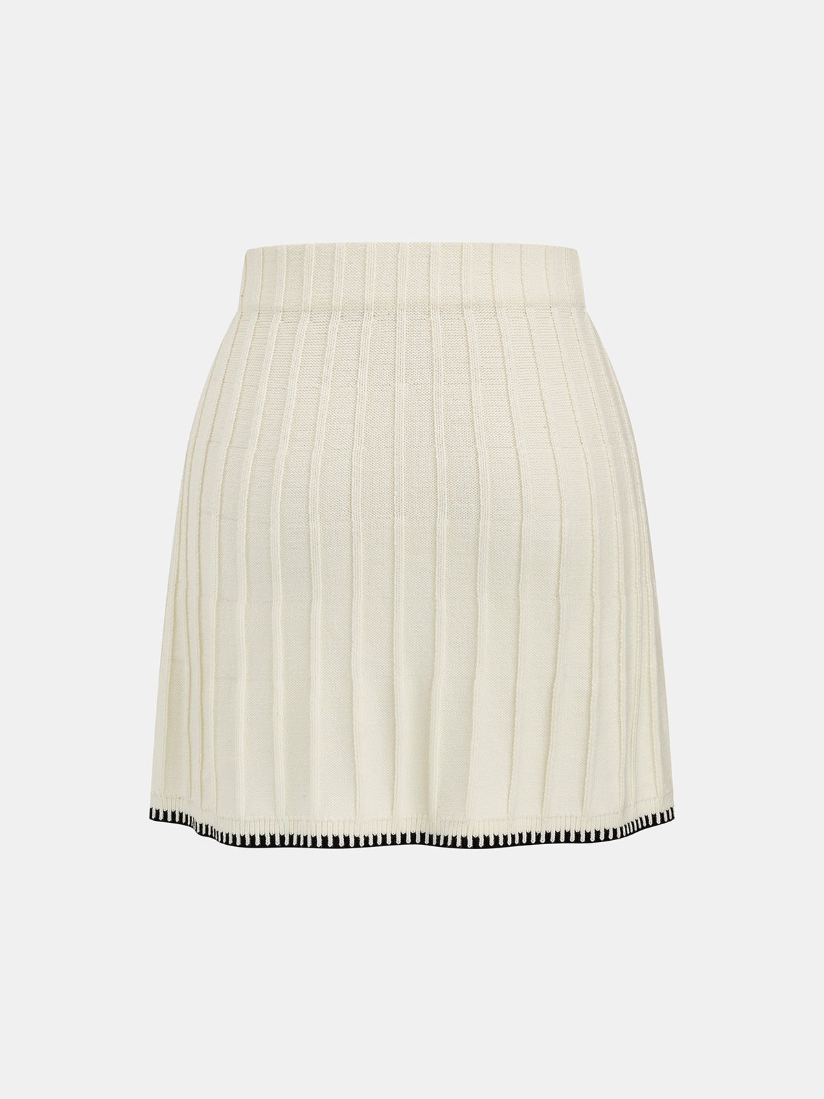 Contrast Trim Turtleneck Knit Top & Skirt Set
