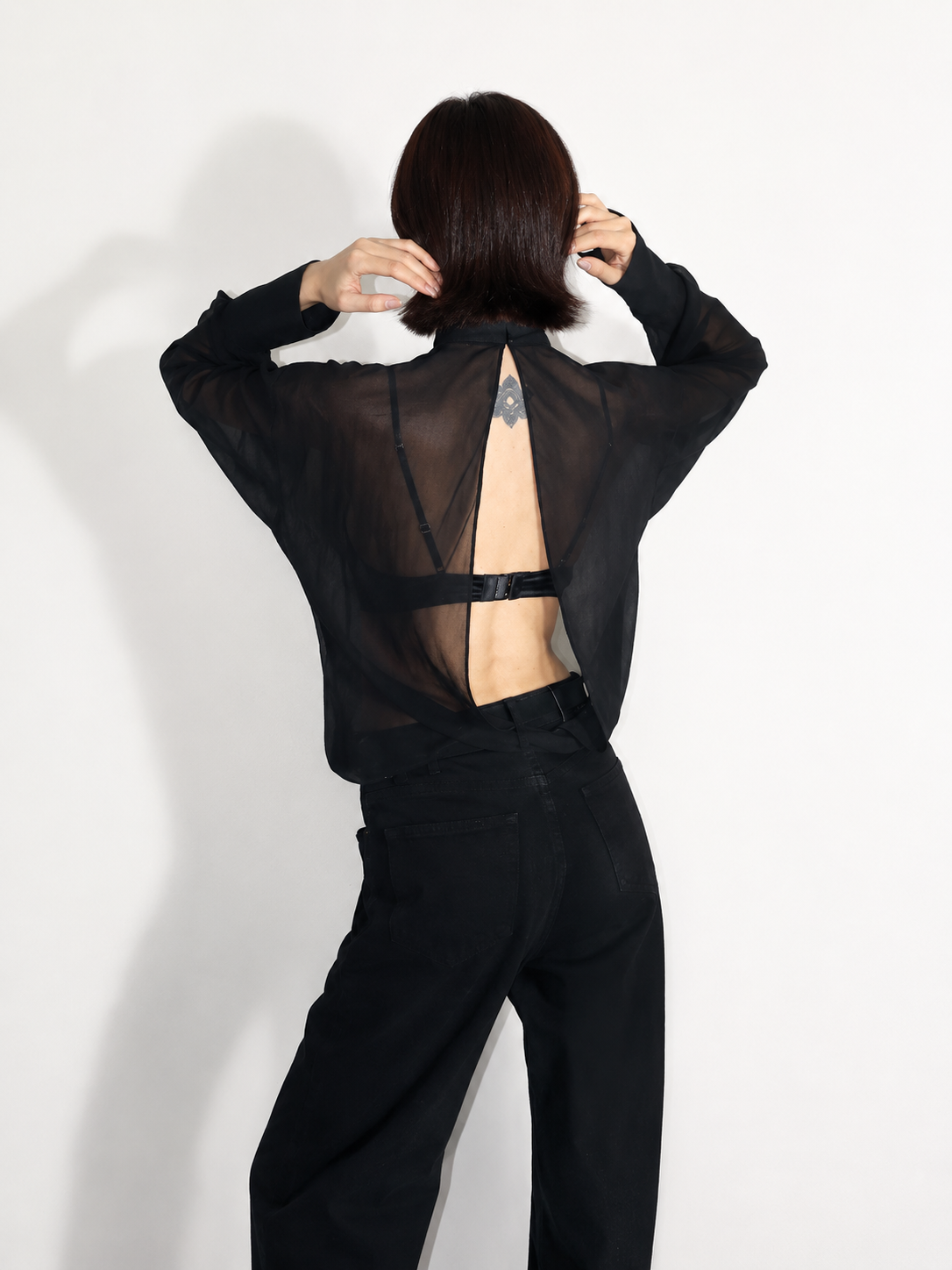 Sheer High Neck Mesh Top