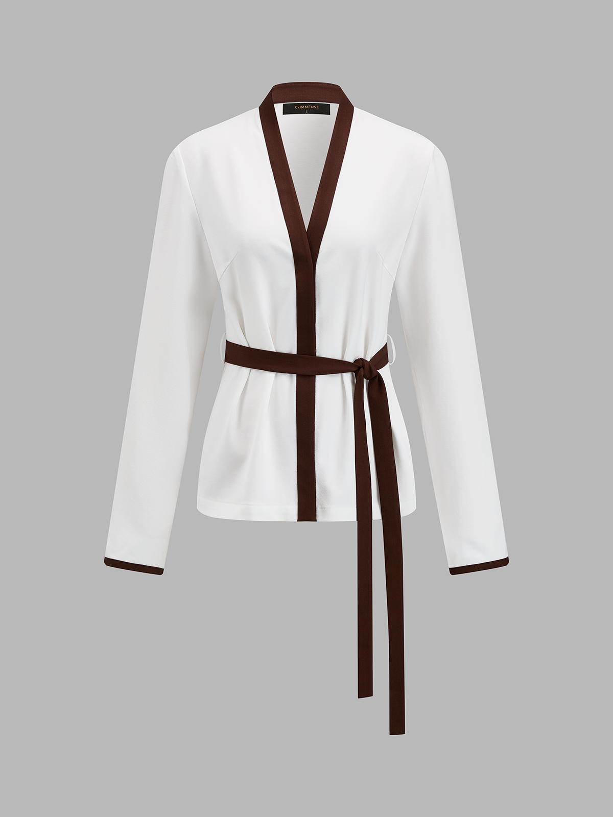 Contrast Trim Belted Two Piece Pants Set