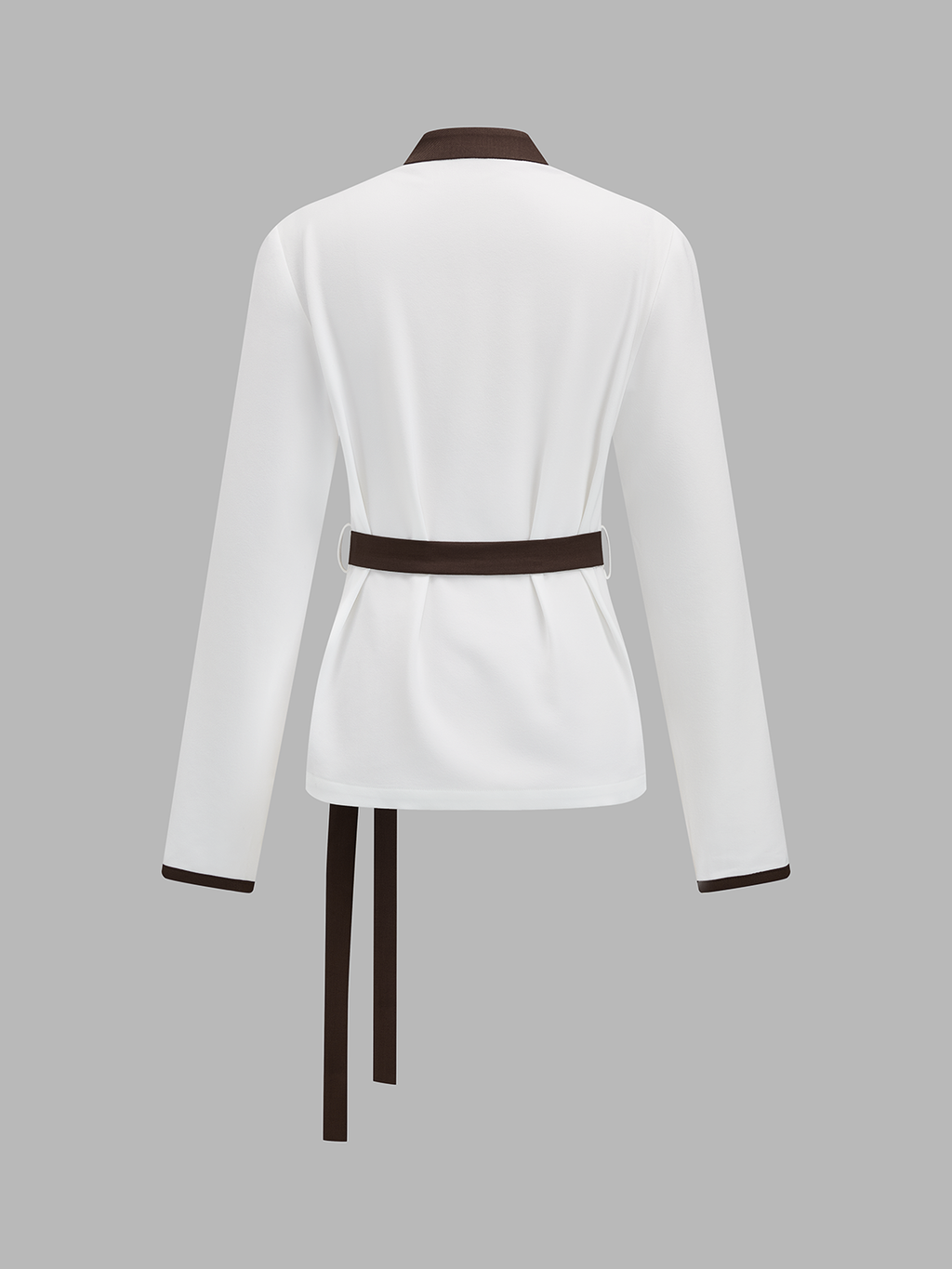 Contrast Trim Belted Two Piece Pants Set