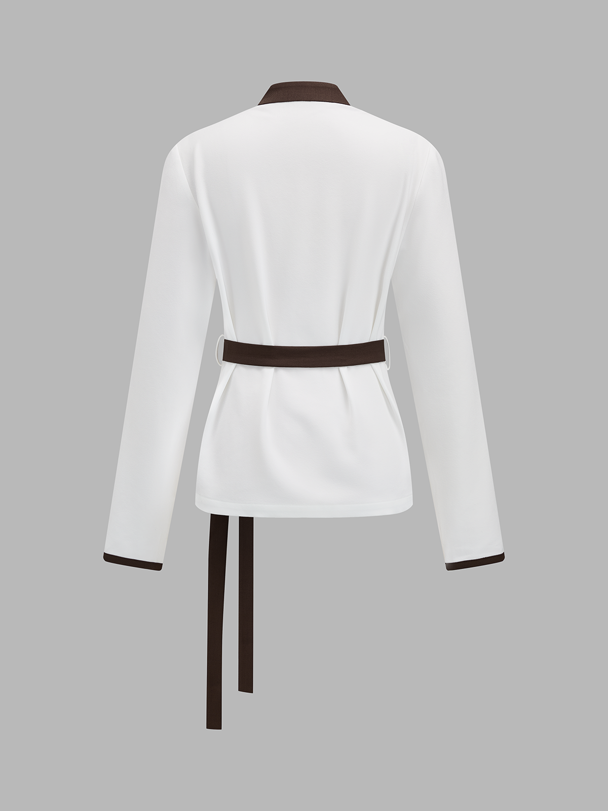 Contrast Trim Belted Two Piece Pants Set