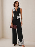 Lace Patch Two Piece Pants Set