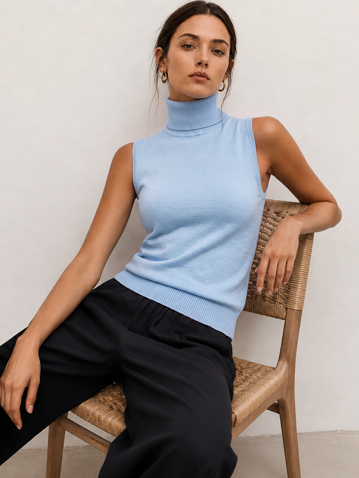 Turtleneck Sleeveless Knit Top