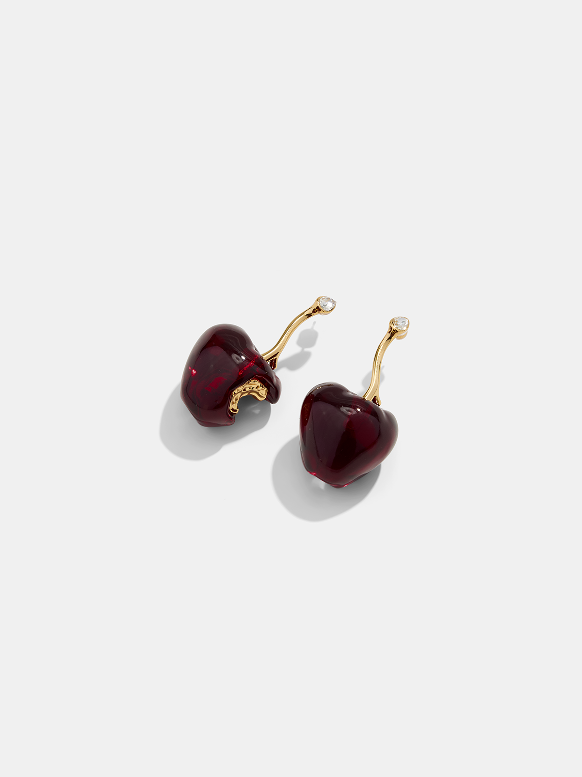 Bitten Cherry Gold Drop Earrings