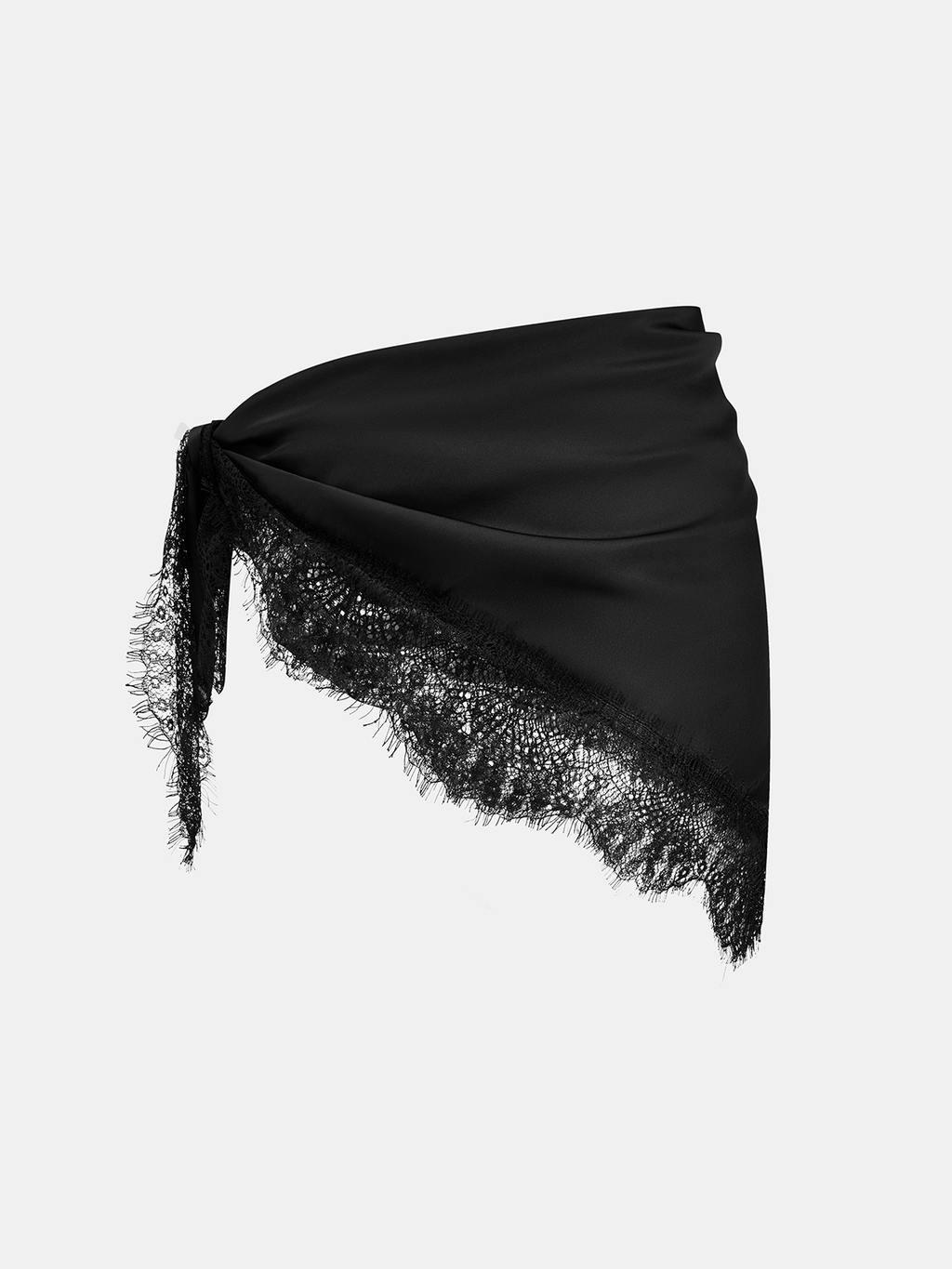 Satin Lace Trim Bandana Scarf
