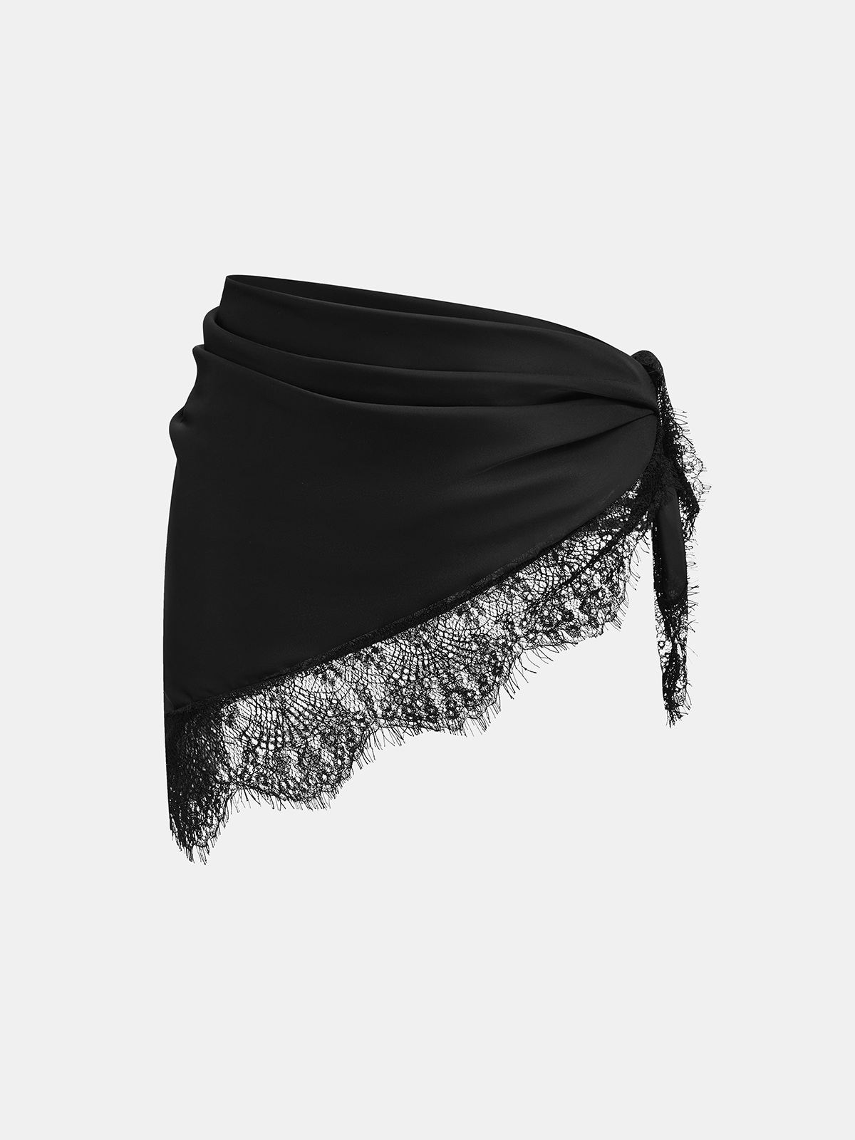 Satin Lace Trim Bandana Scarf