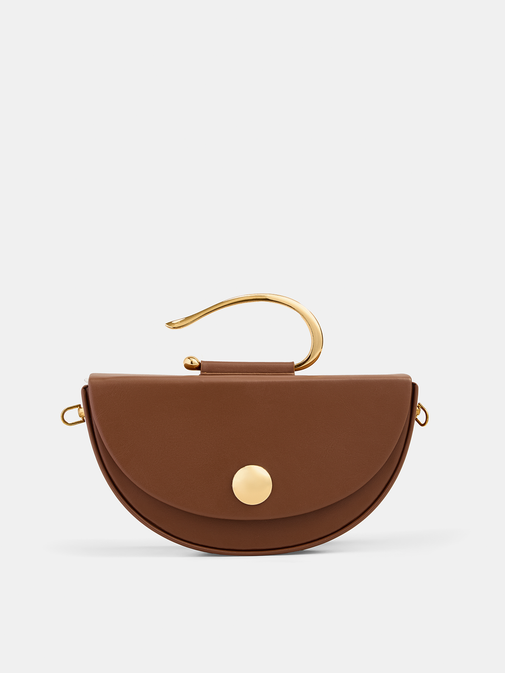 Half Moon Metal Handle Crossbody Handbag