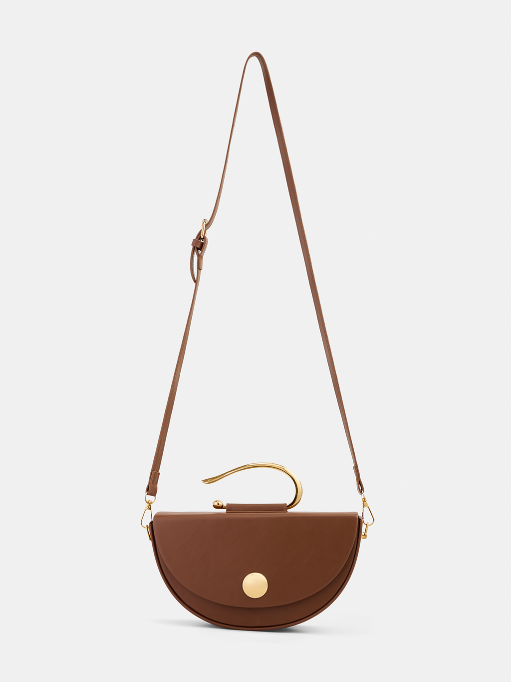 Half Moon Metal Handle Crossbody Handbag