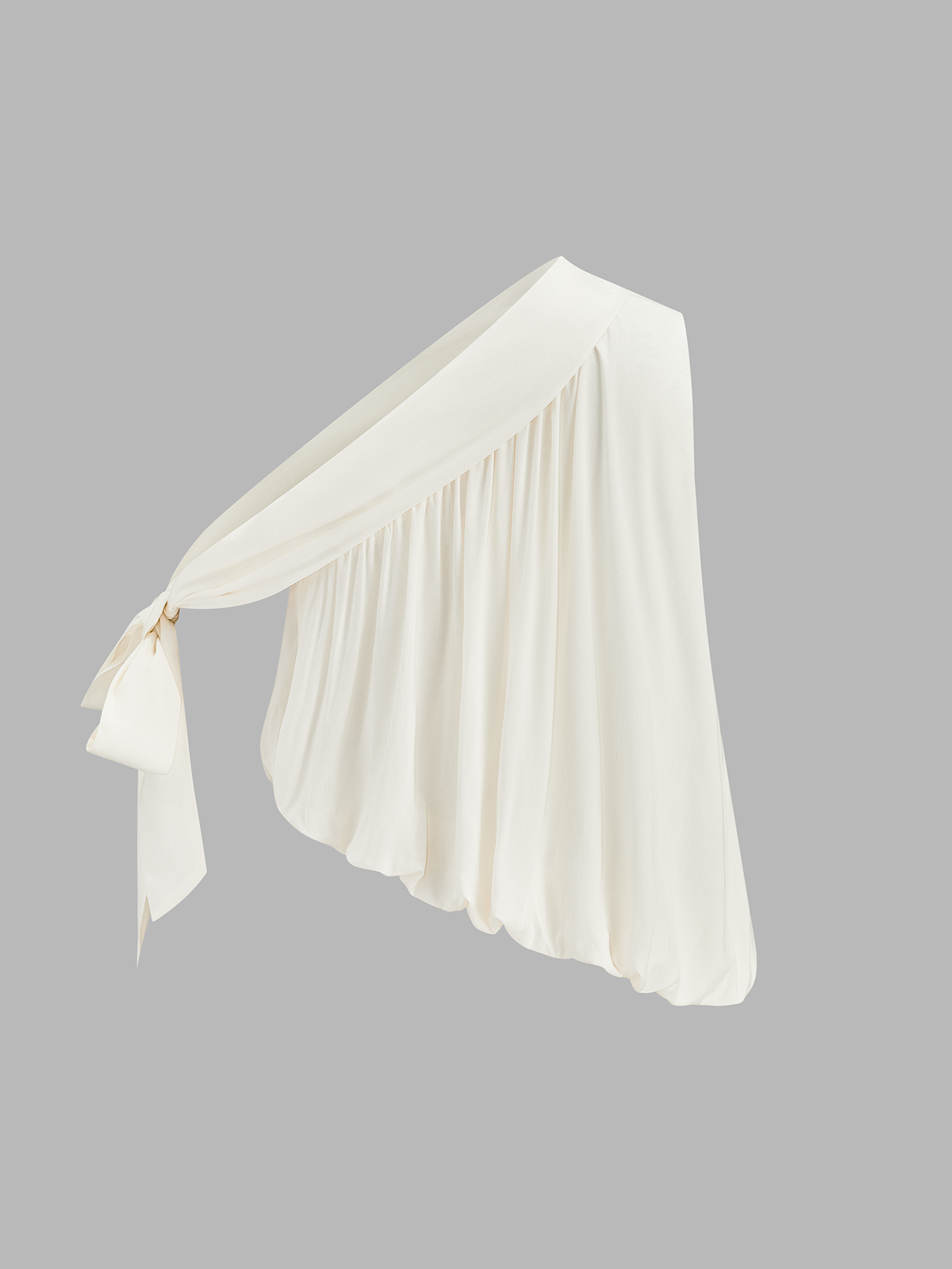 Diagonal Shoulder Tie Gathered Top