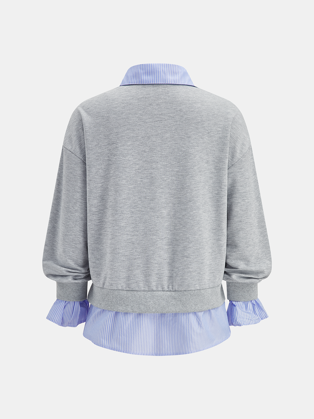 Striped Collar Fake Two Piece Sweatshirt