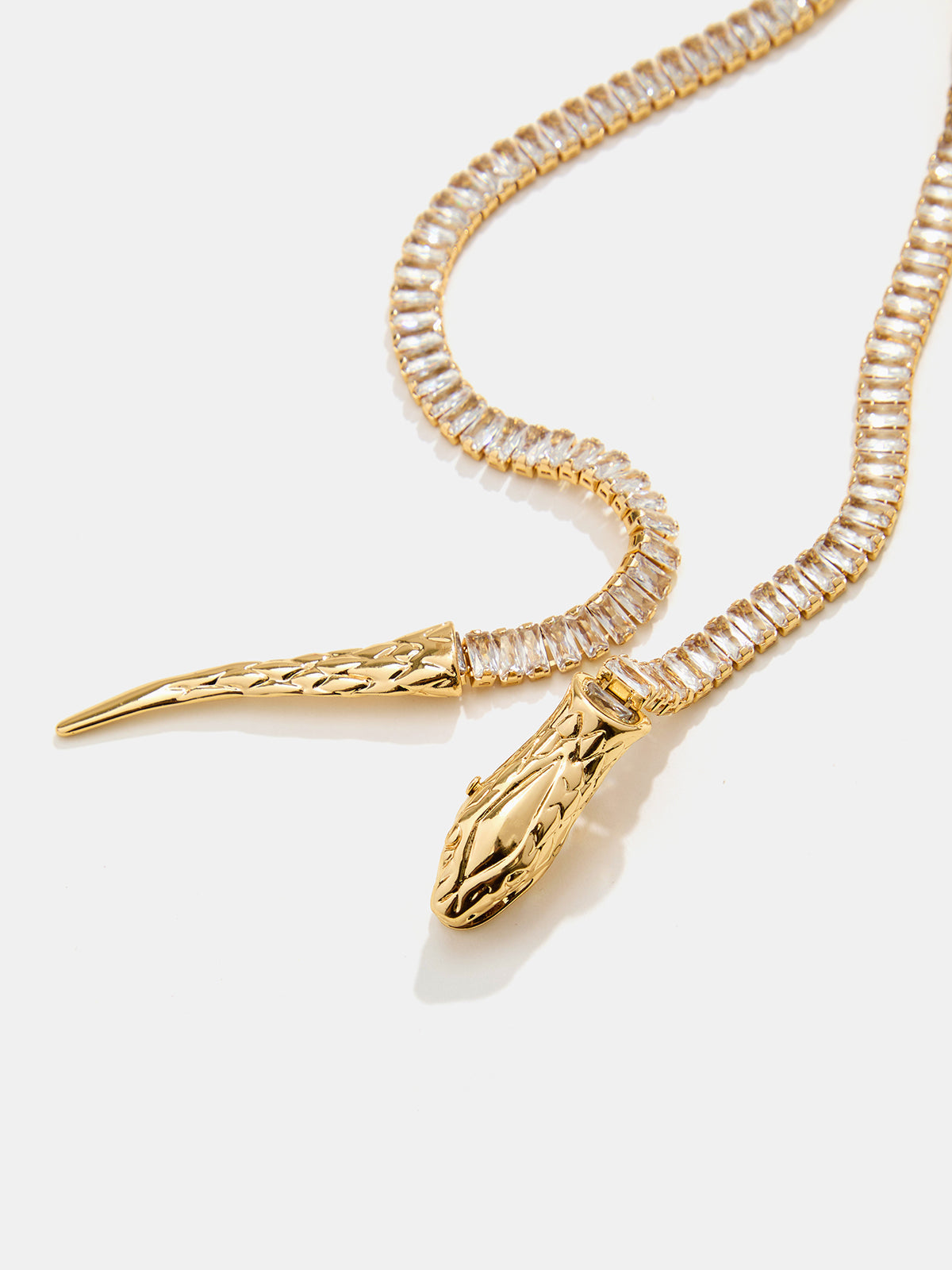 Snake Shaped Cubic Zirconia Lariat Necklace