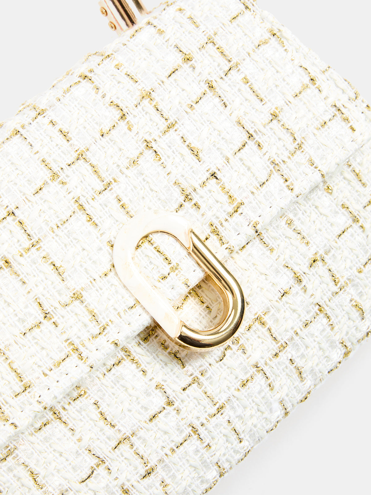 Tweed Plaid Top Handle Handbag