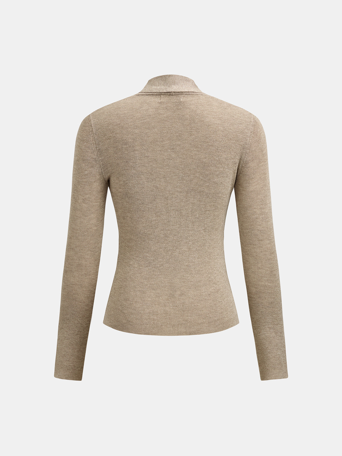 Tie Neck Ribbed Long Sleeve Knit Top