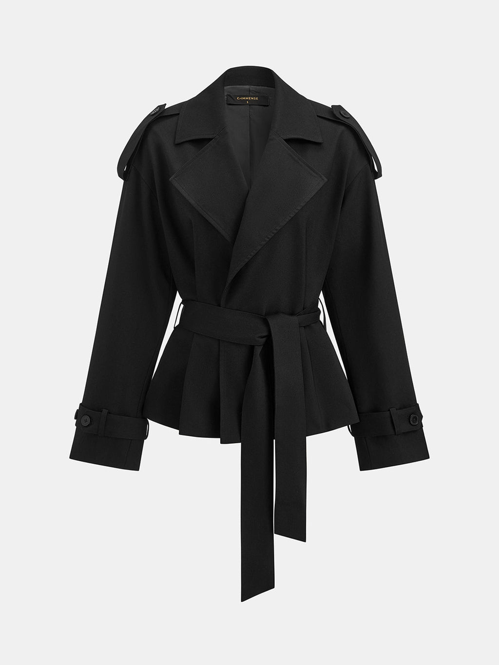 Epaulet Detail Belted Lapel Trench Coat