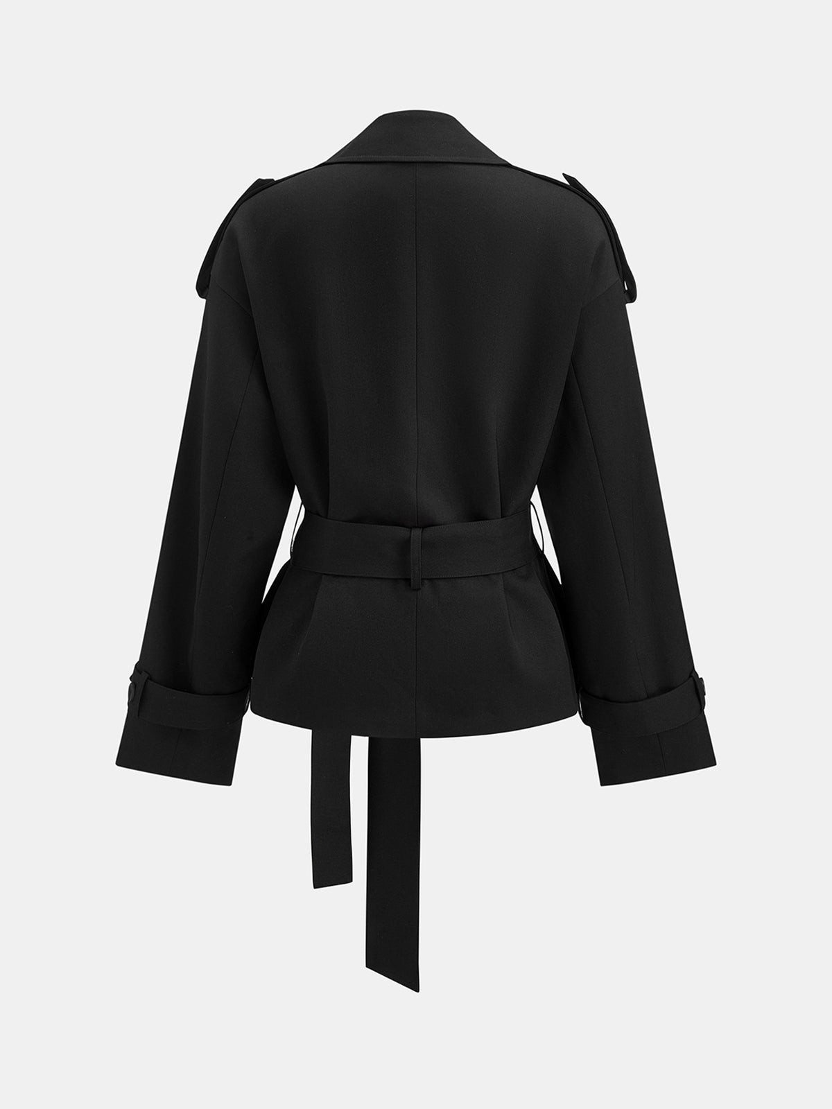 Epaulet Detail Belted Lapel Trench Coat