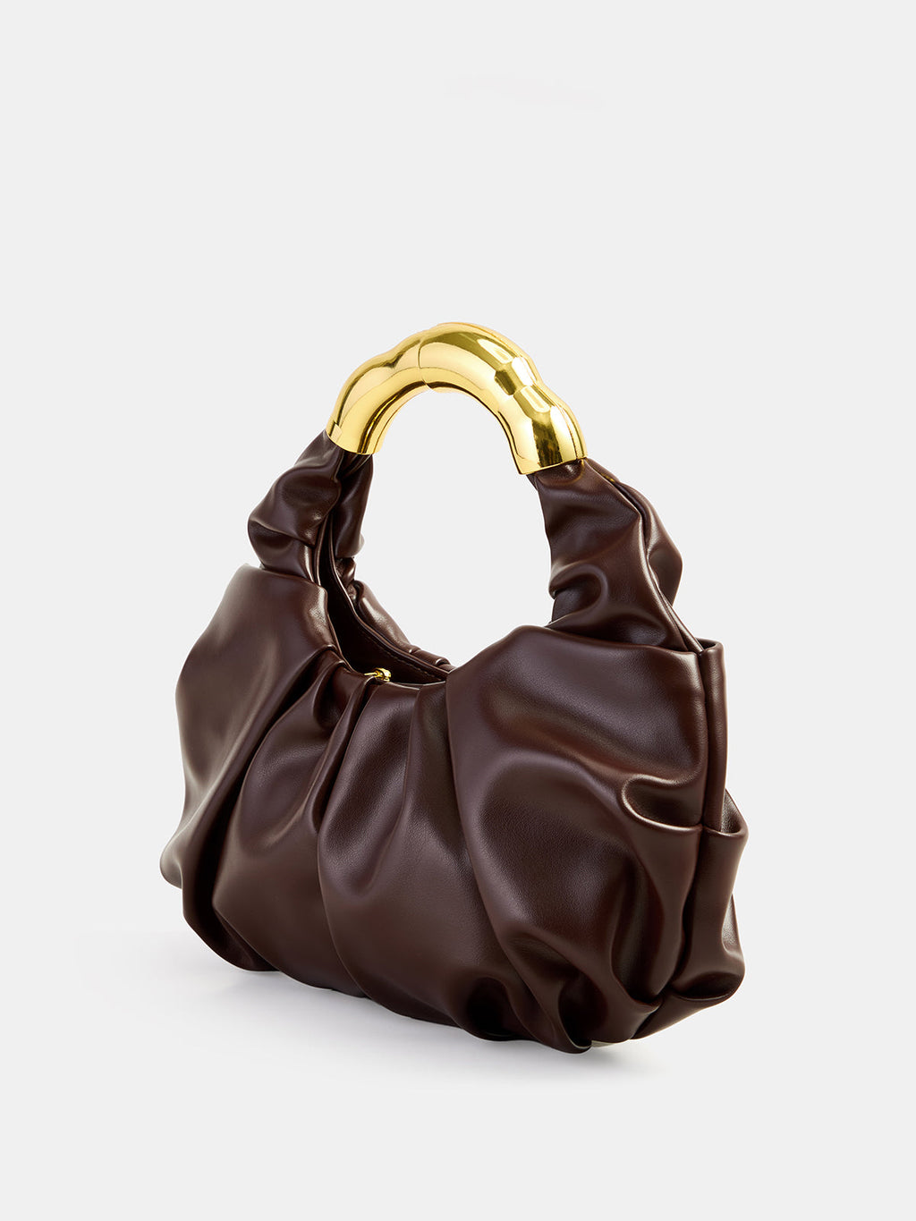 Ruched Metal Handle Handbag