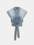 Denim Tie-Back Crop Top