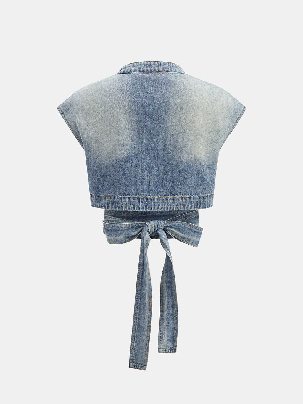 Denim Tie-Back Crop Top