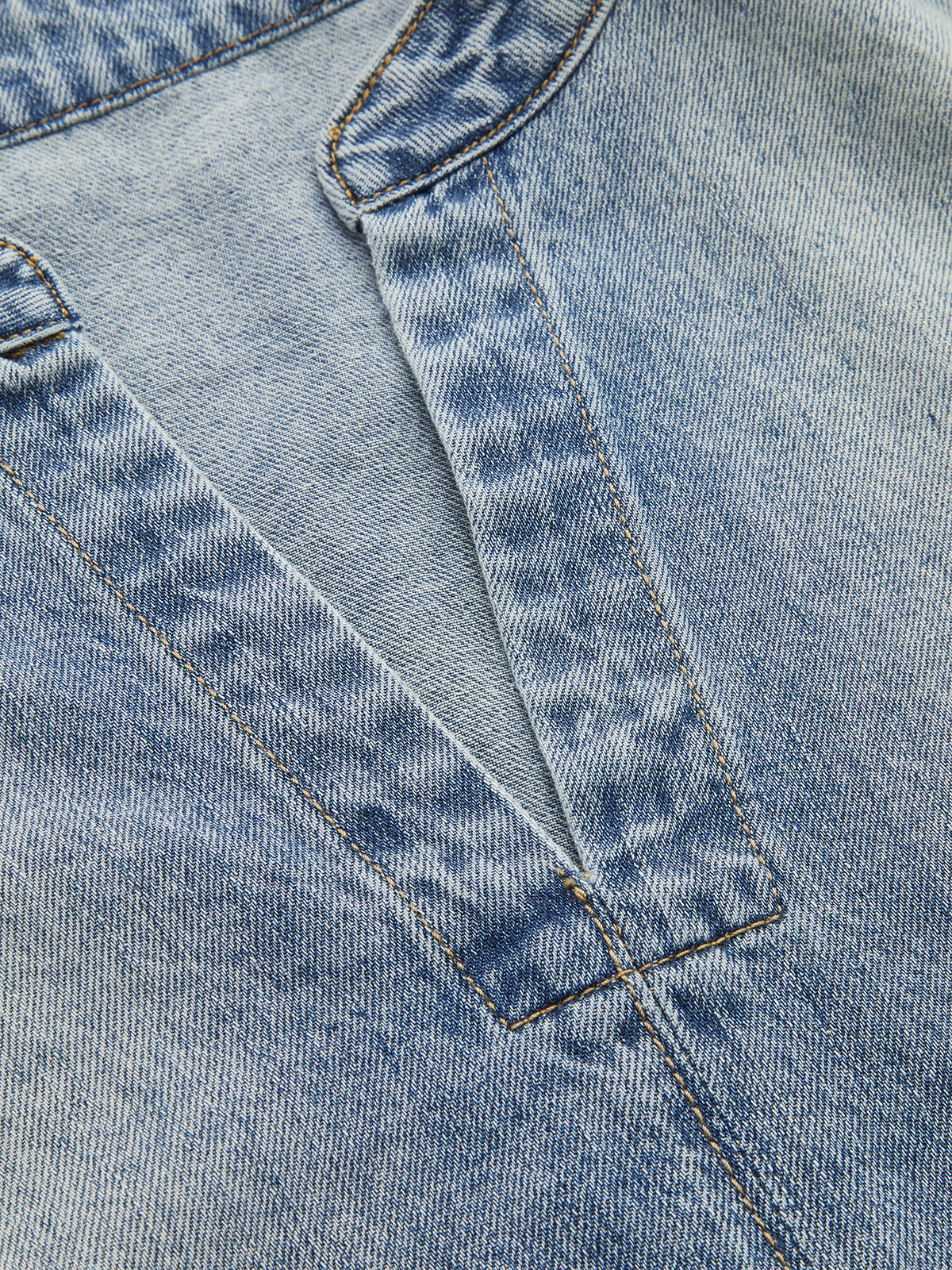 Denim Tie-Back Crop Top