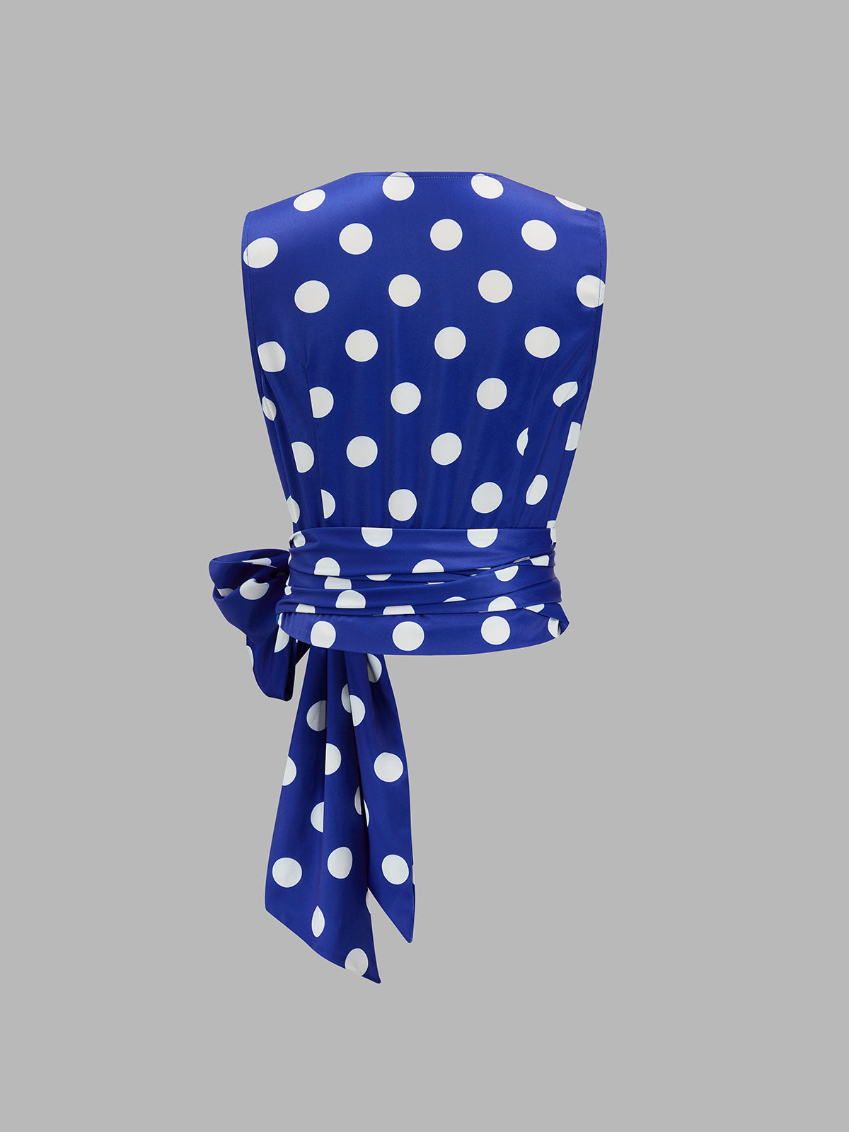 Polka Dot Wrap Tie Sleeveless Top