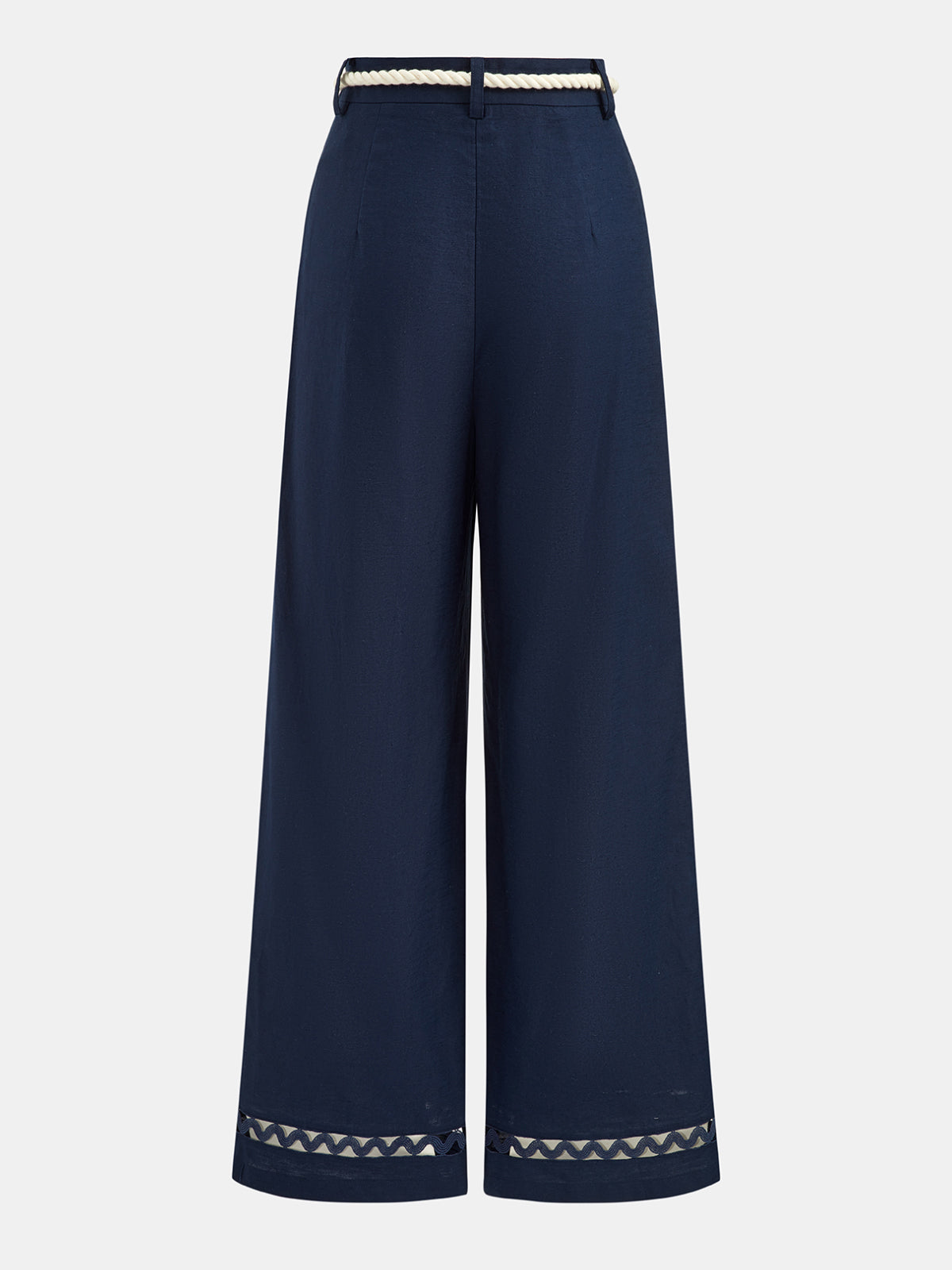 Belted Cotton Linen Wide Leg Pants