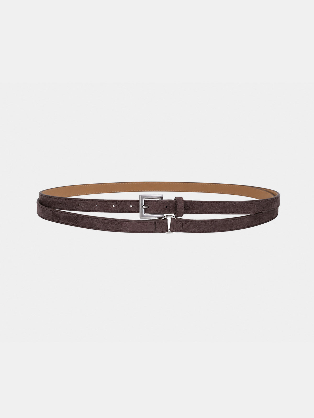 Suede Effect Double Wrap Thin Waist Belt
