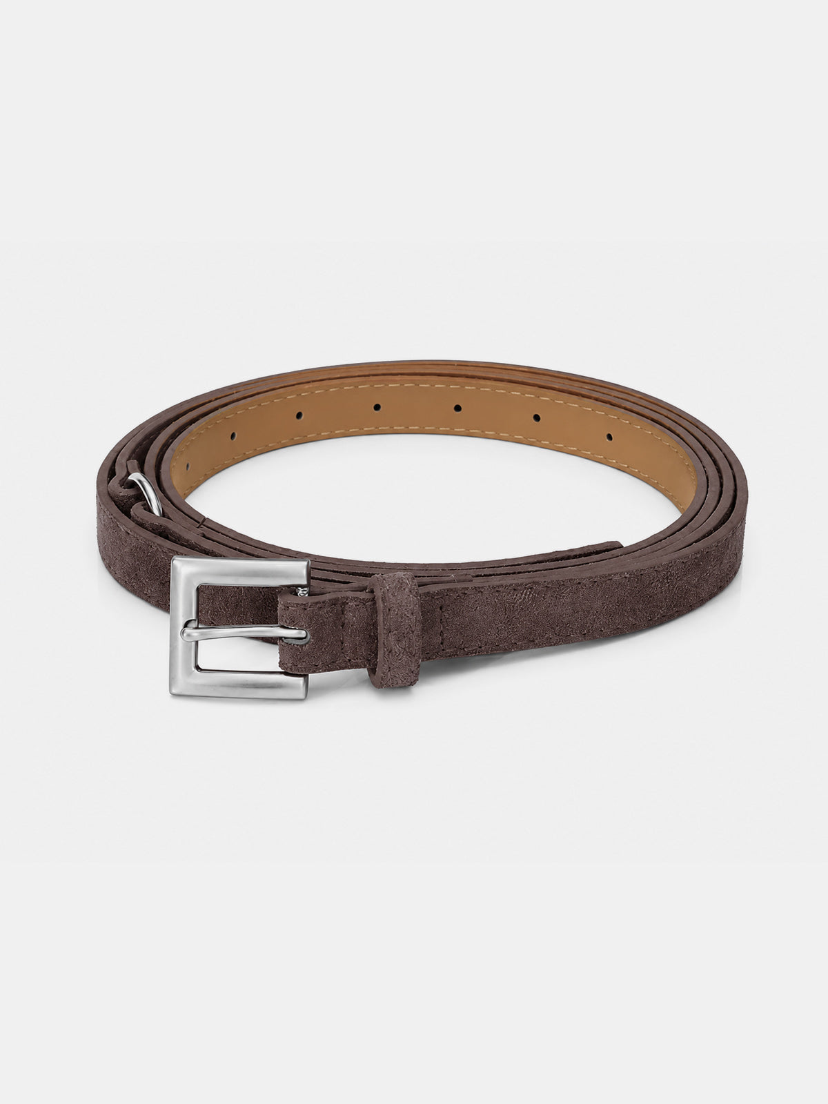 Suede Effect Double Wrap Thin Waist Belt