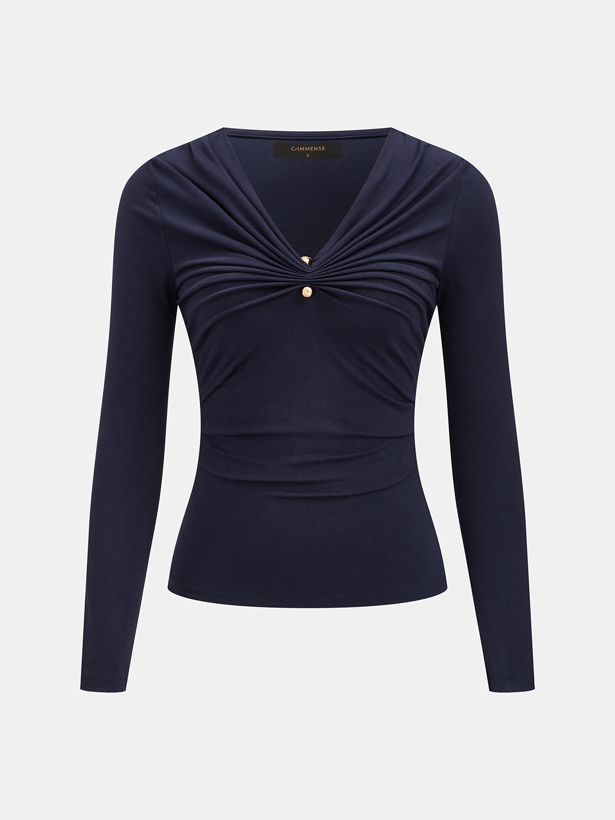 V-Neck Ruched Long Sleeve Top