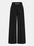 Metal Chain Waist Wrap‑Overlay Wide‑Leg Pants