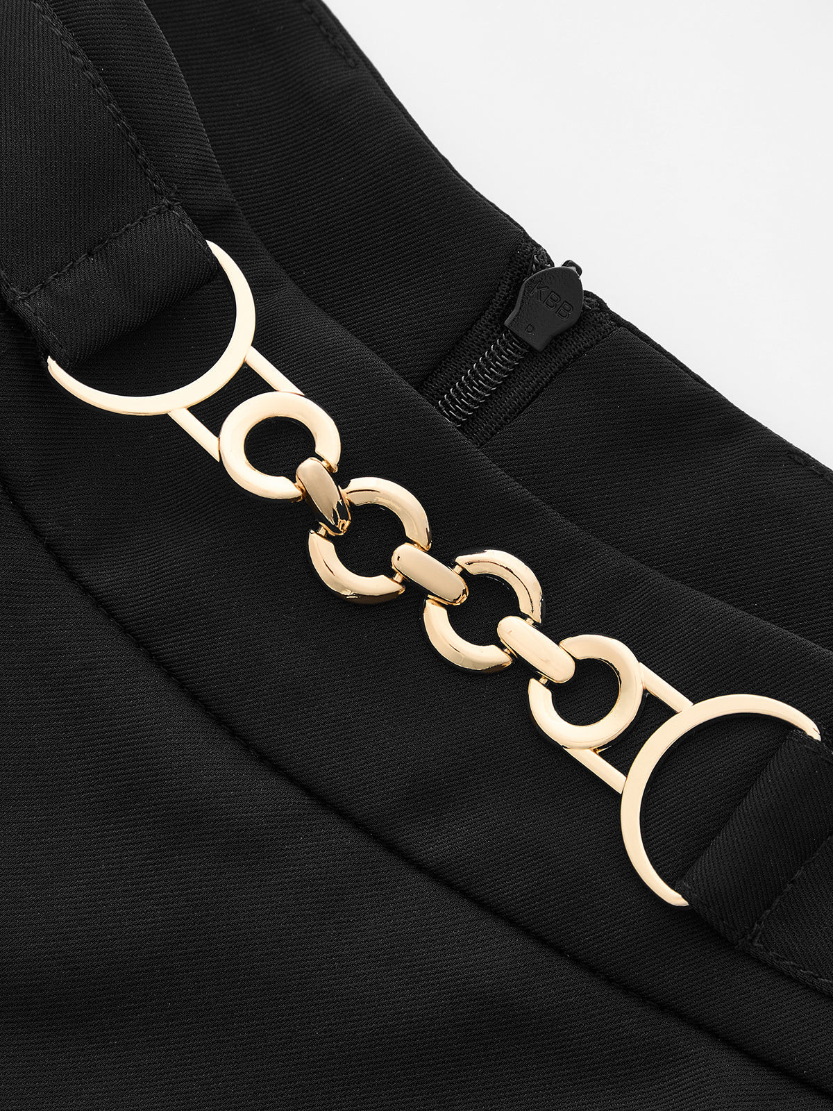 Metal Chain Waist Wrap‑Overlay Wide‑Leg Pants