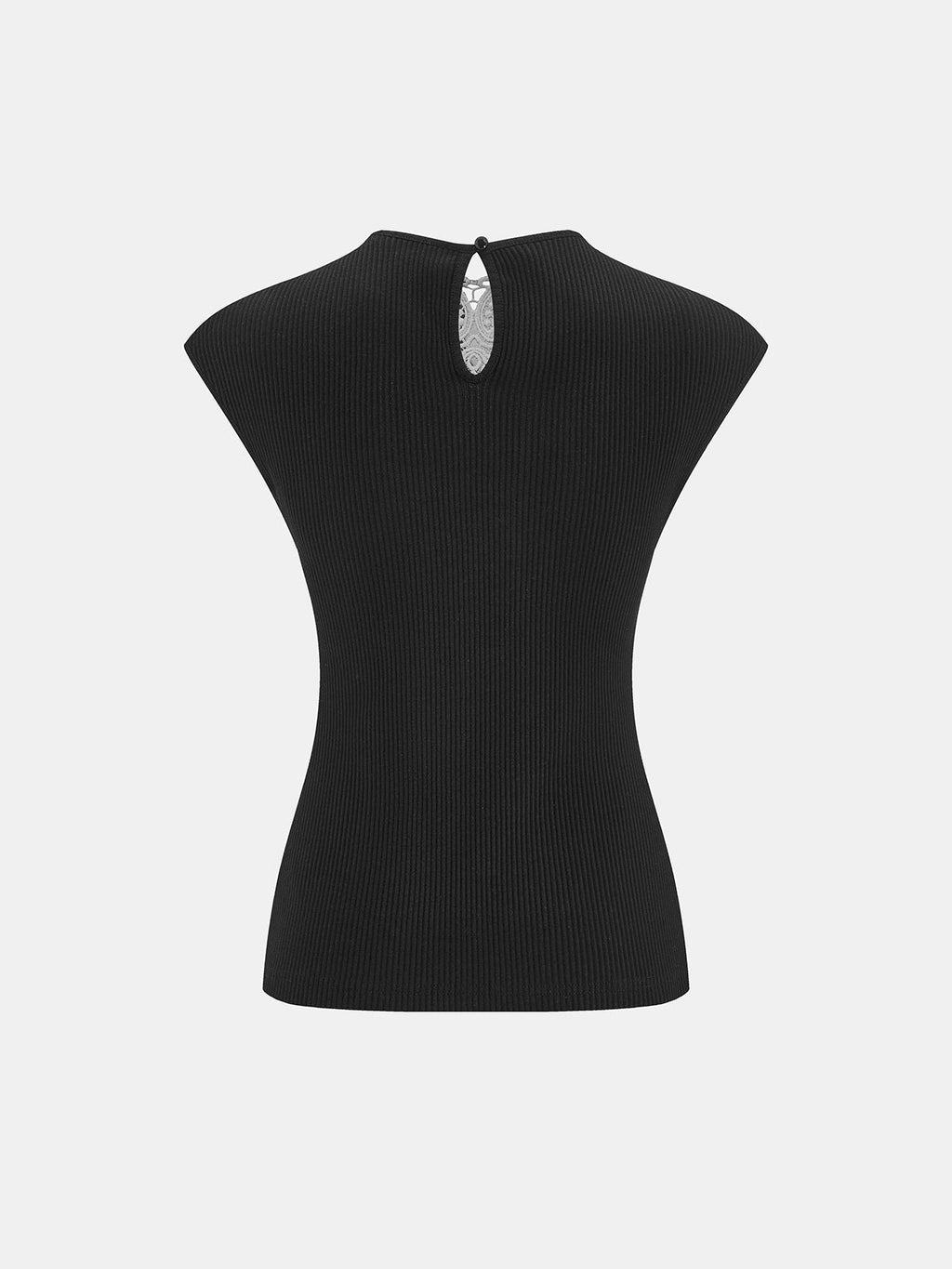 Lace Mesh Sleeveless Ribbed Top