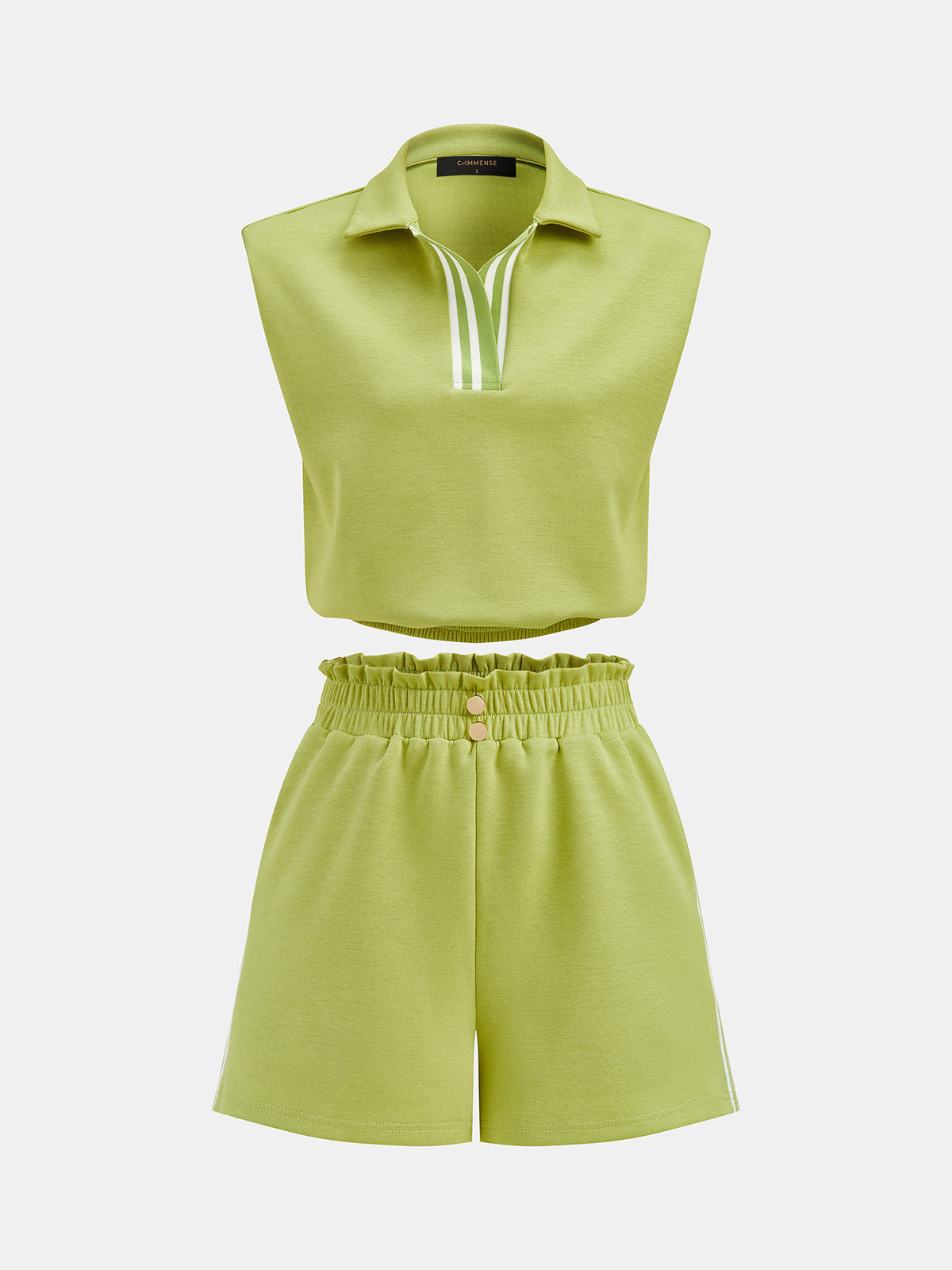 Striped Polo Sleeveless Top & Shorts Set