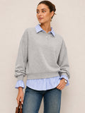Striped Collar Fake Two Piece Sweatshirt