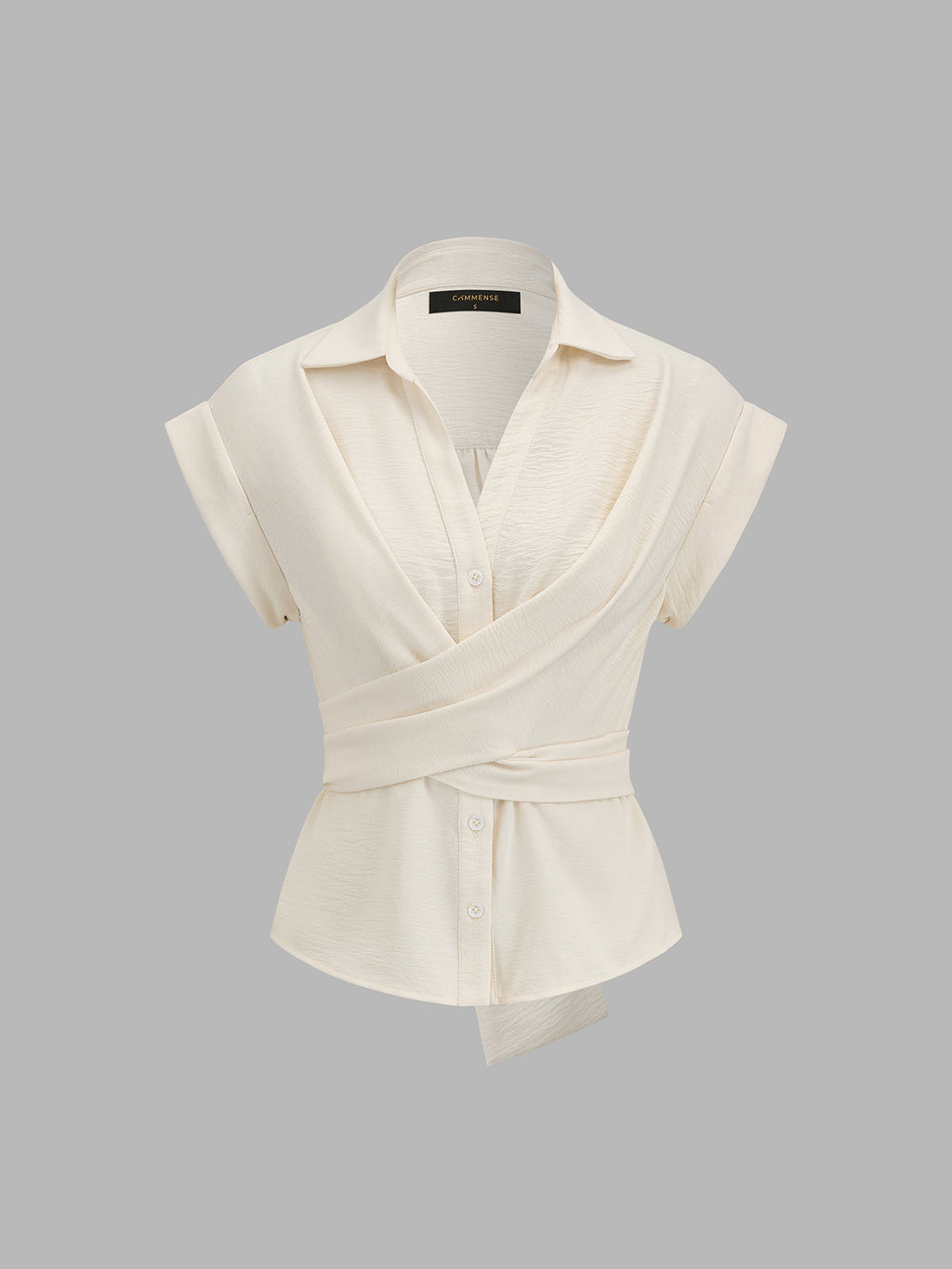 Tie-Back Cap Sleeve Textured Blouse