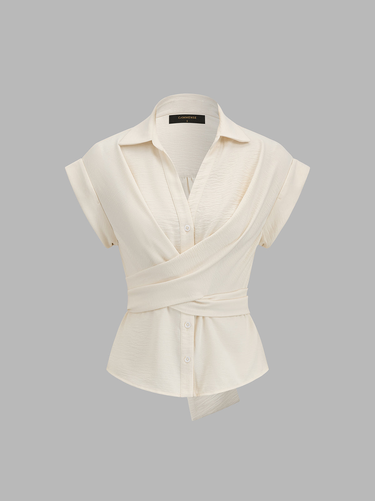 Tie-Back Cap Sleeve Textured Blouse