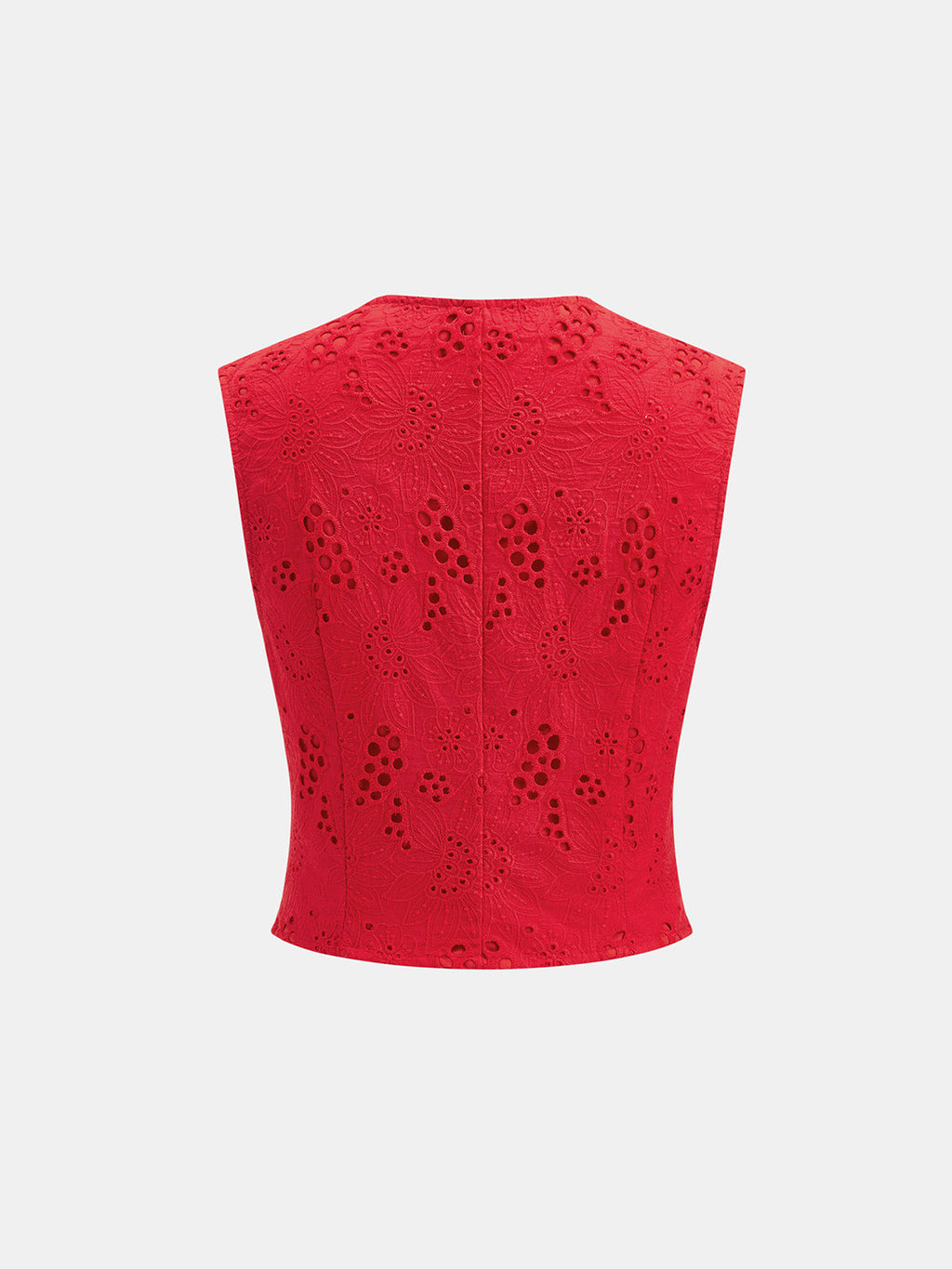 Eyelet Embroidery V-Neck Tie Waist Mini Skirt Set