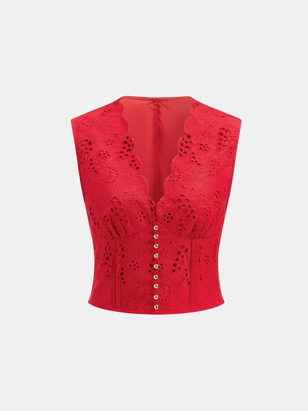 Eyelet Embroidery V-Neck Tie Waist Mini Skirt Set