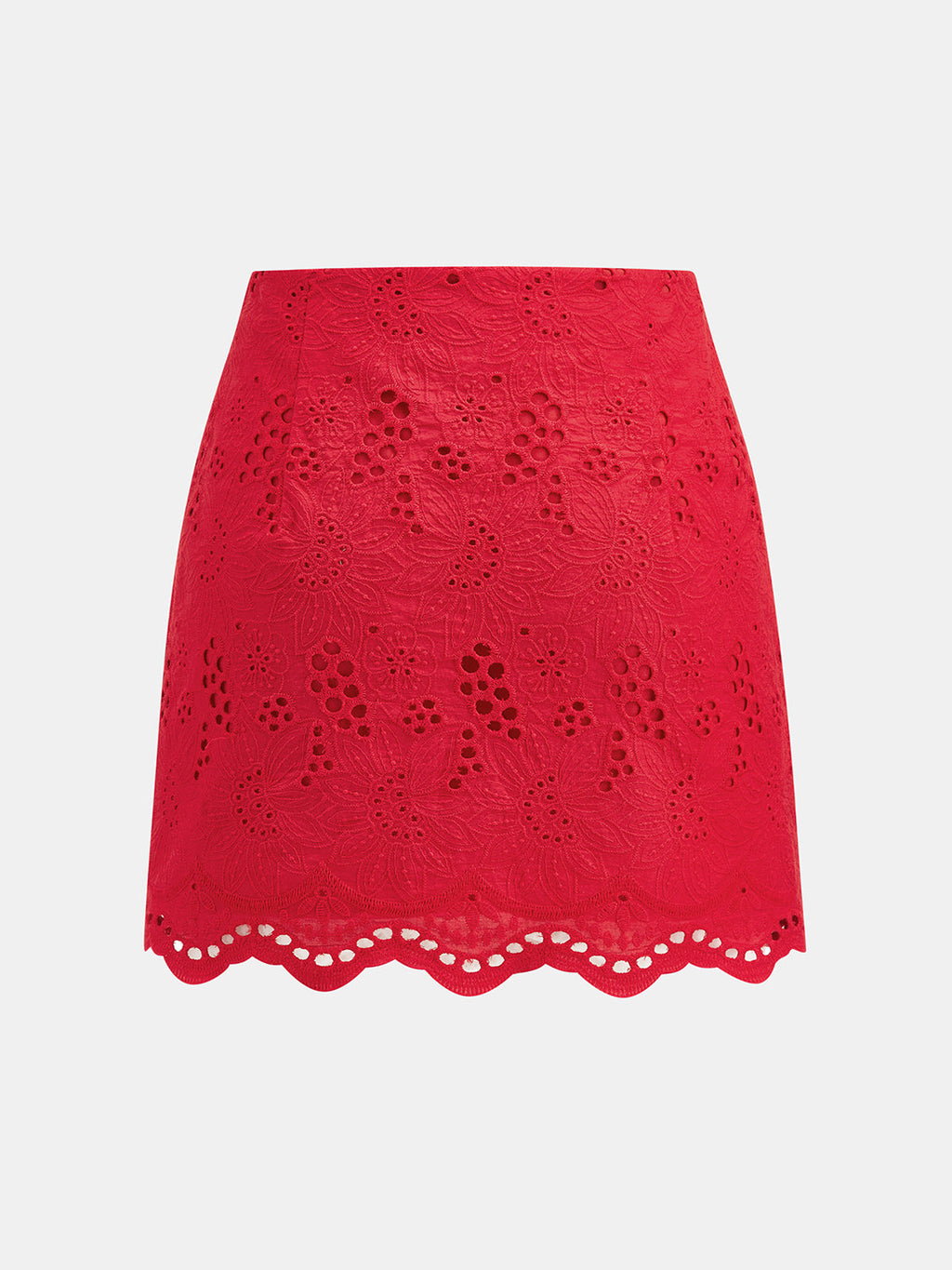 Eyelet Embroidery V-Neck Tie Waist Mini Skirt Set
