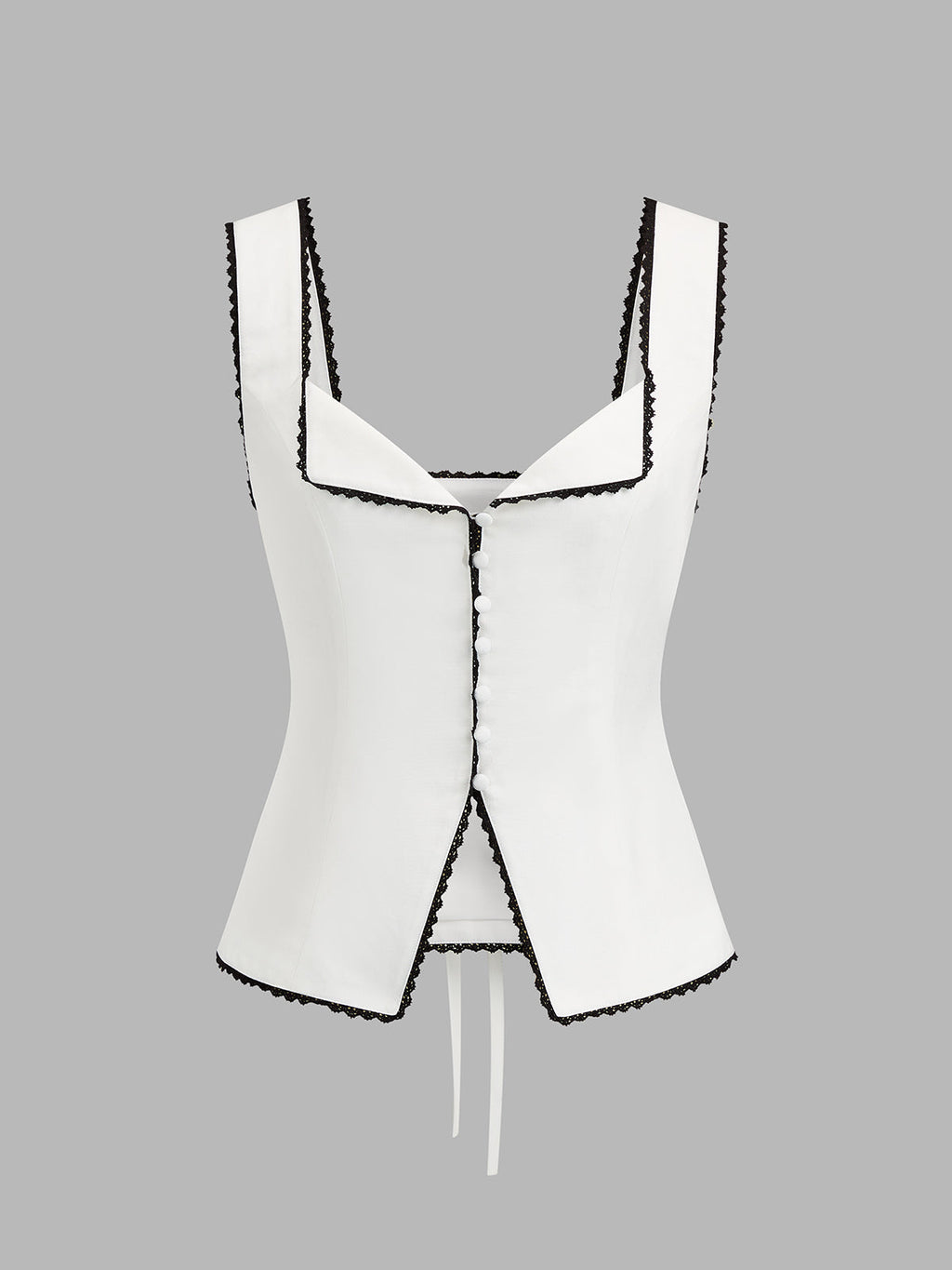 Lace Trim Linen Blend Tank Top