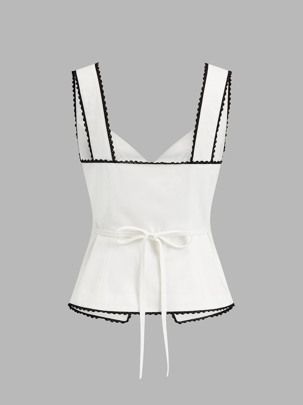 Lace Trim Linen Blend Tank Top
