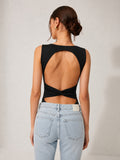Sleeveless Open Back Bodysuit